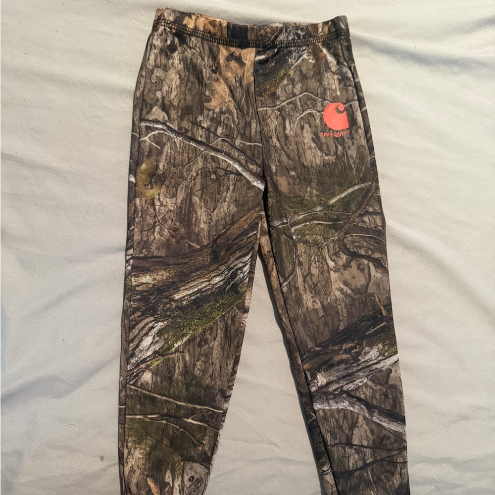 Carhartt Brown Camo Waistband Pants with Orange Logo